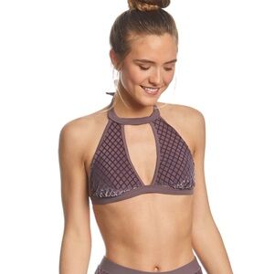 Gossip Velvet High Neck Purple Mauve Bikini Top Halter Von Maur Large NWT